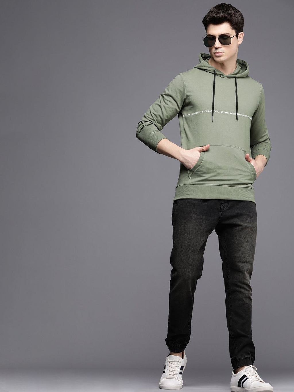  WROGN Men Hooded Long Sleeves Knitted Sweatshirt