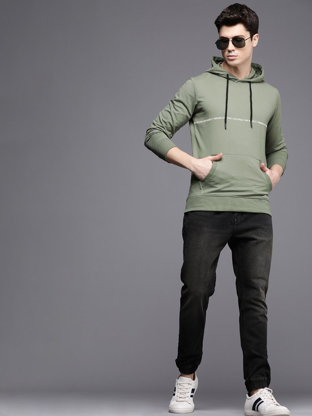  WROGN Men Hooded Long Sleeves Knitted Sweatshirt