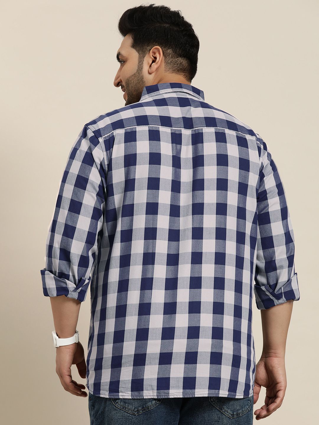  Sztori Men Plus Size Pure Cotton Buffalo Checked Casual Shirt