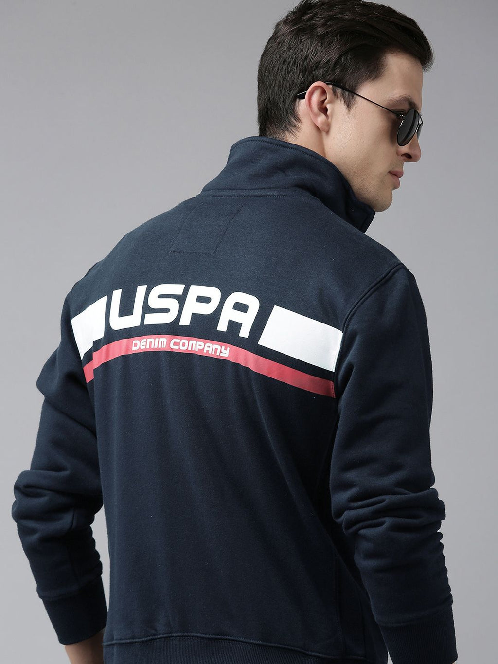  U S Polo Assn Denim Co Men Navy Blue & White Striped Sweatshirt