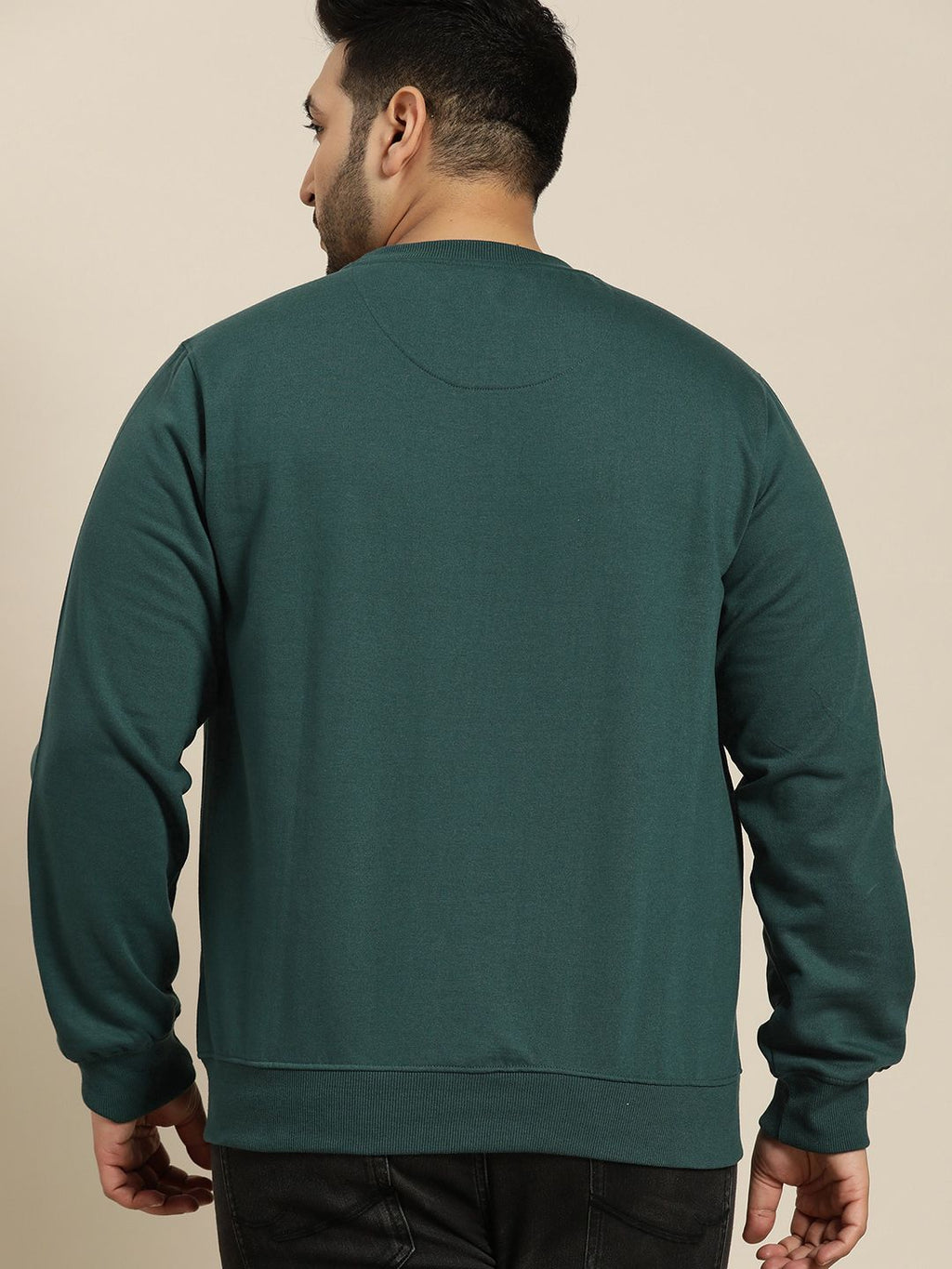  Sztori Men Plus Size Green Solid Sweatshirt