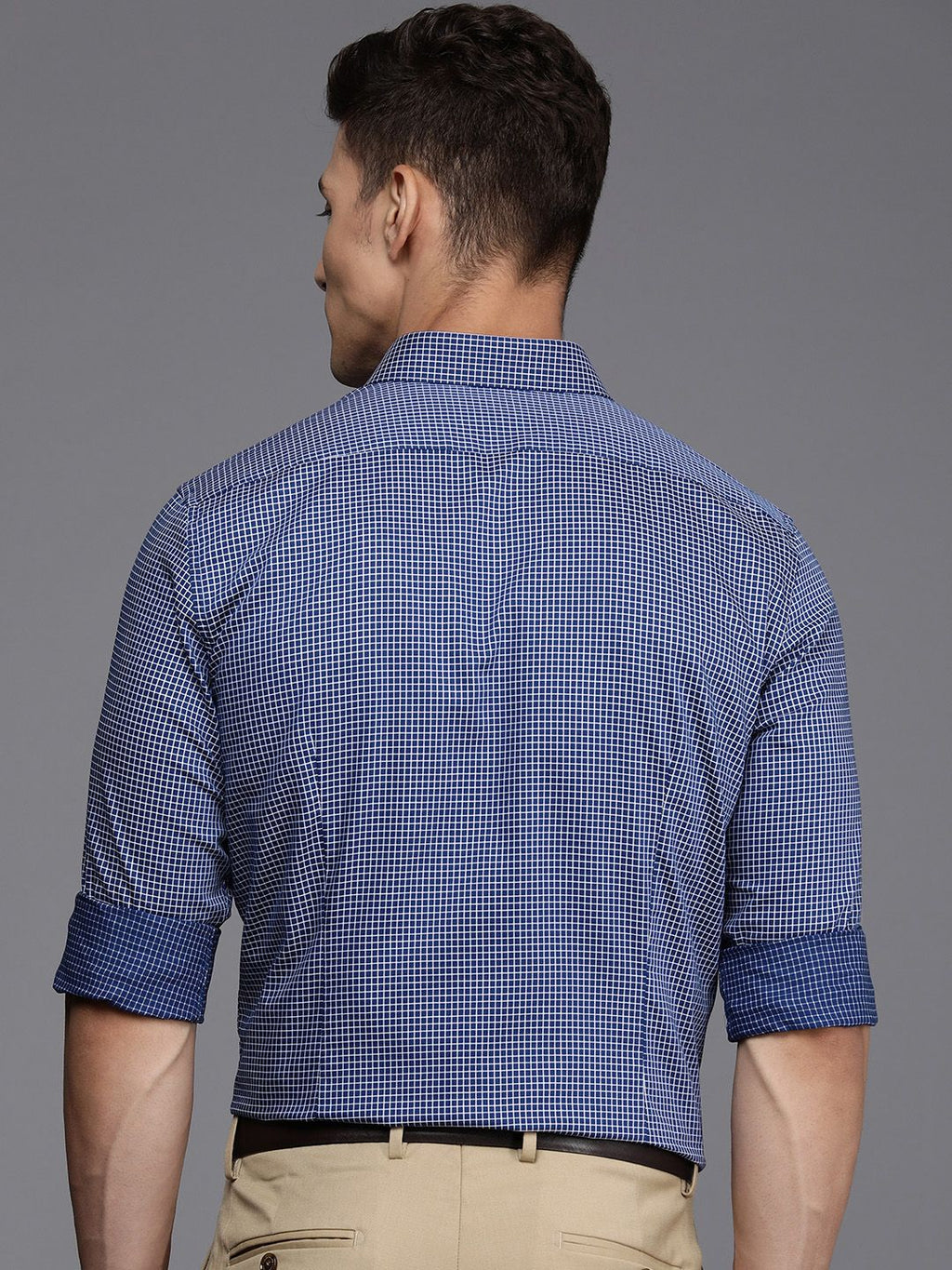  Louis Philippe Slim Fit Grid Tattersall Checked Pure Cotton Formal Shirt