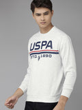 U.S. Polo Assn. U S Polo Assn Men White Brand Logo Printed Round Neck Sweatshirt