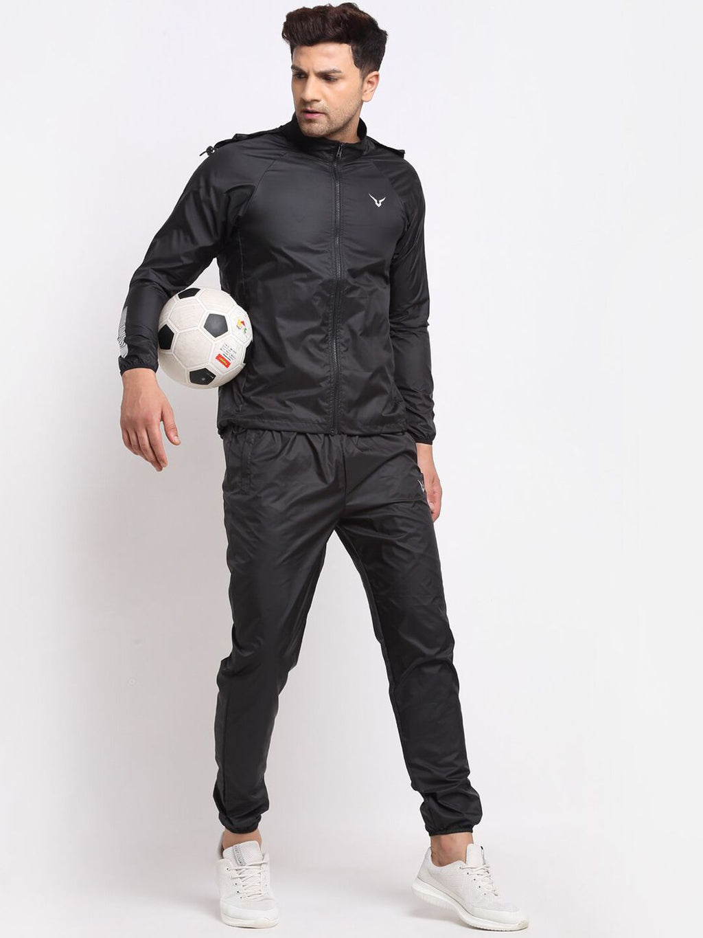  Invincible Men Black Solid Tracksuit