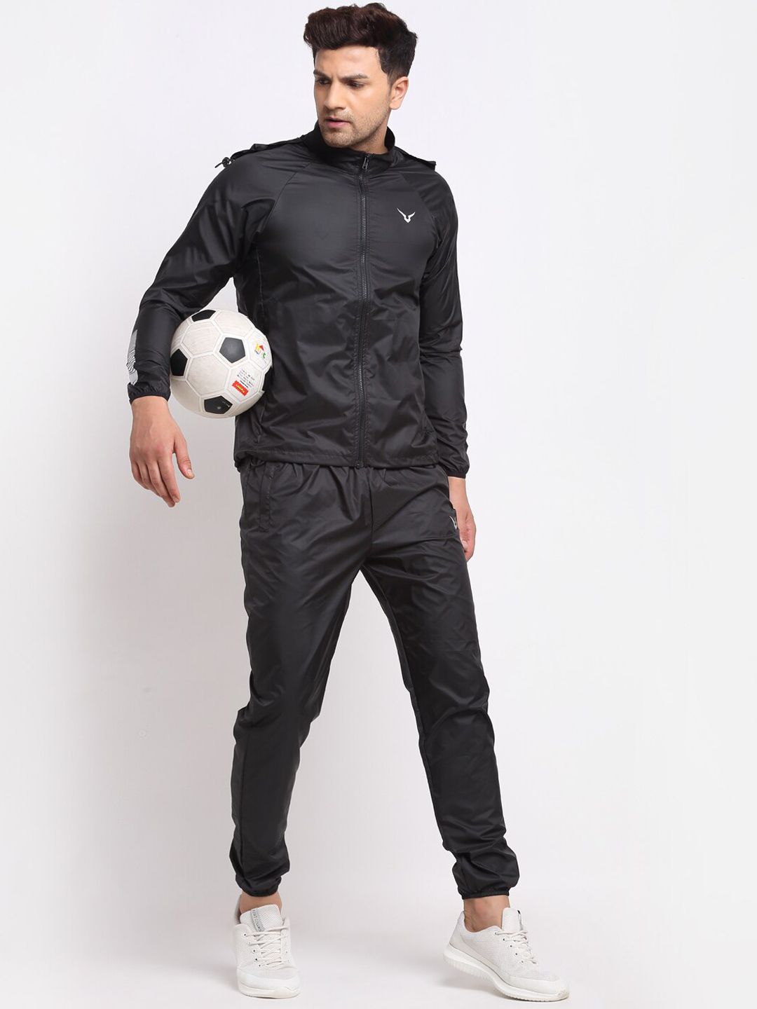  Invincible Men Black Solid Tracksuit