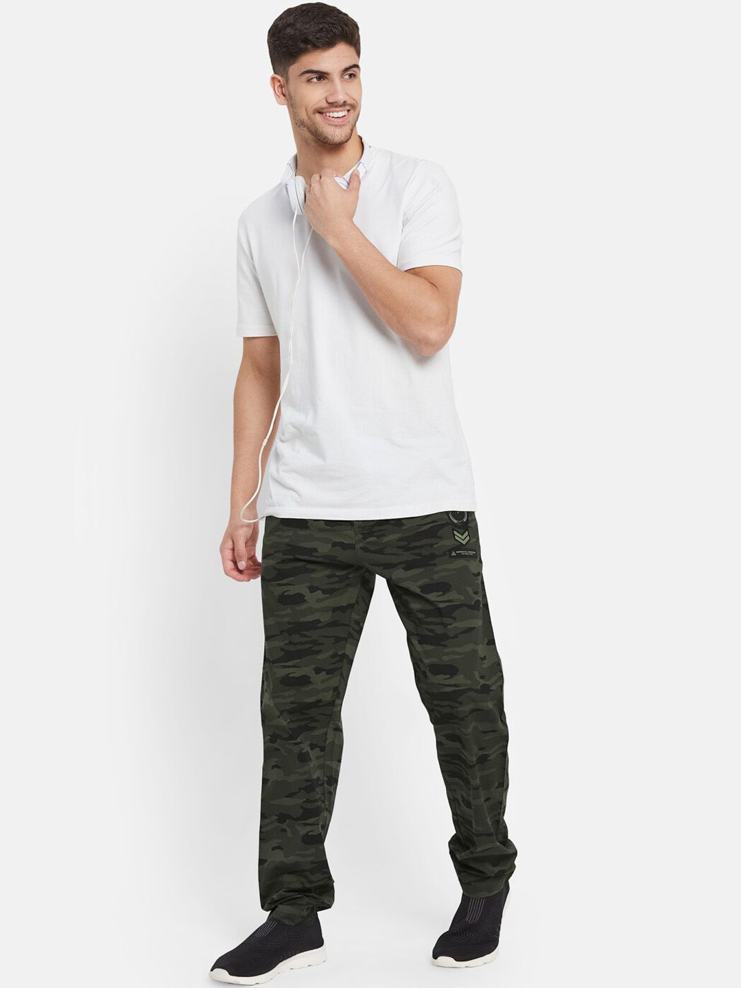  Octave Men Camouflage Printed Pure Cotton Sports Track Pants