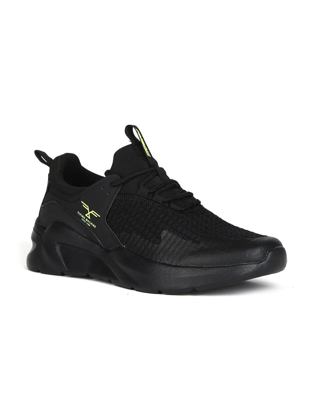  Flying Machine Men Black Mesh Walking Shoes