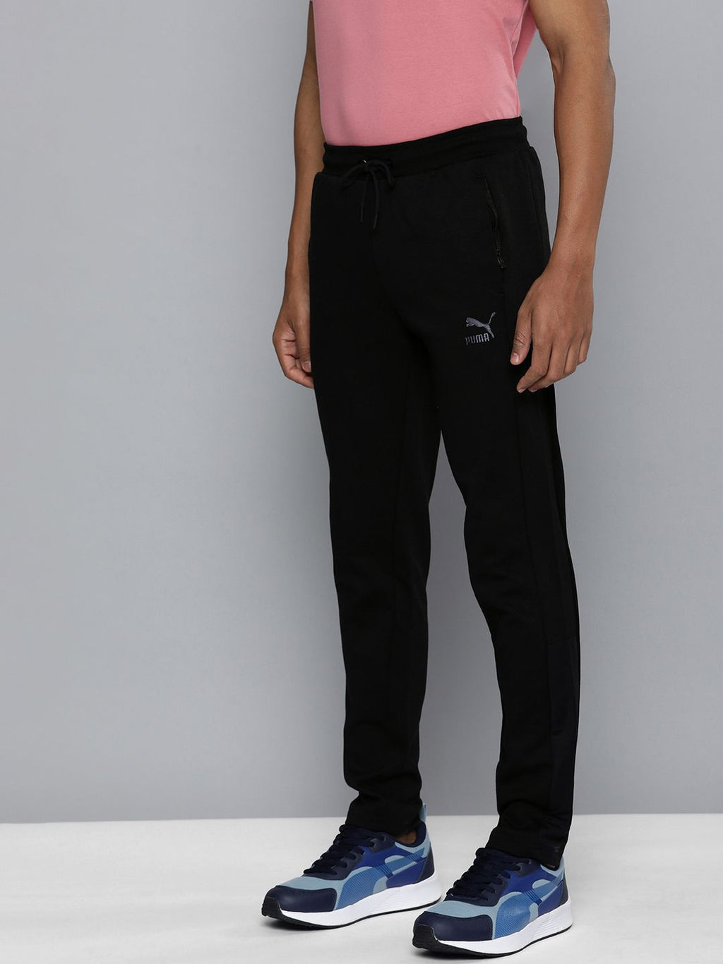  Puma Men Black Solid Slim Fit Overlay Track Pants