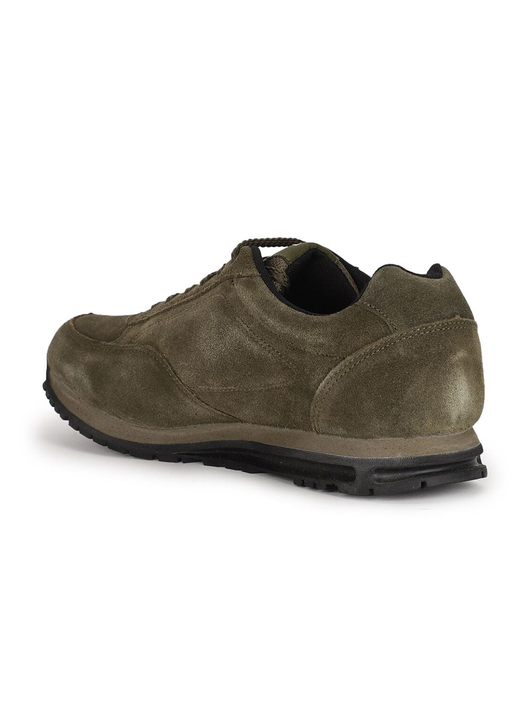  Power Men Olive Green Leather Running Non-Marking Shoes