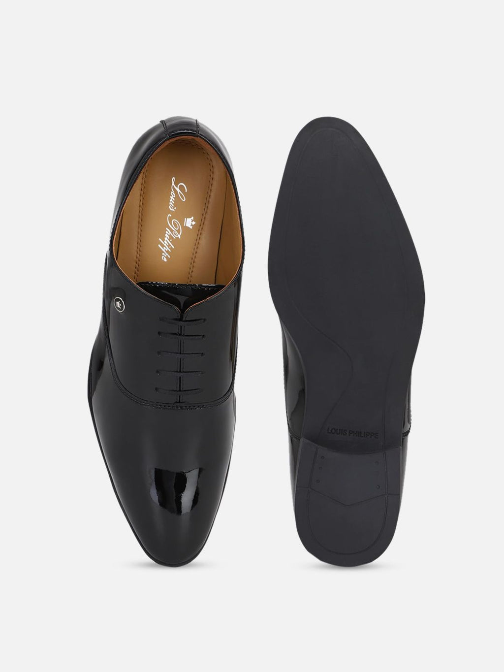  Louis Philippe Men Black Solid Leather Formal Derbys