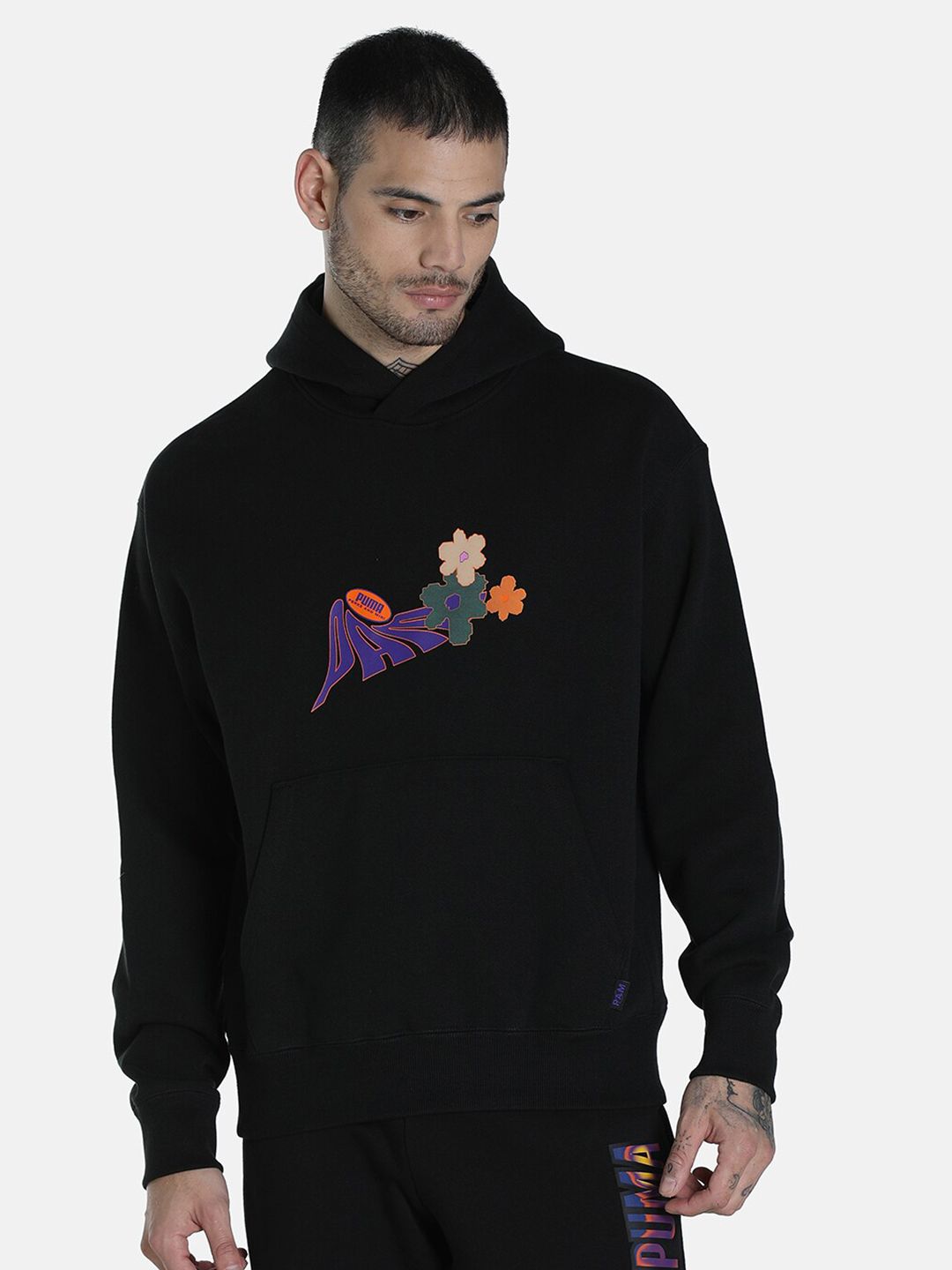  Puma Men Black Cotton PUMA X P.A.M. Hooded Relaxed FitSweatshirt