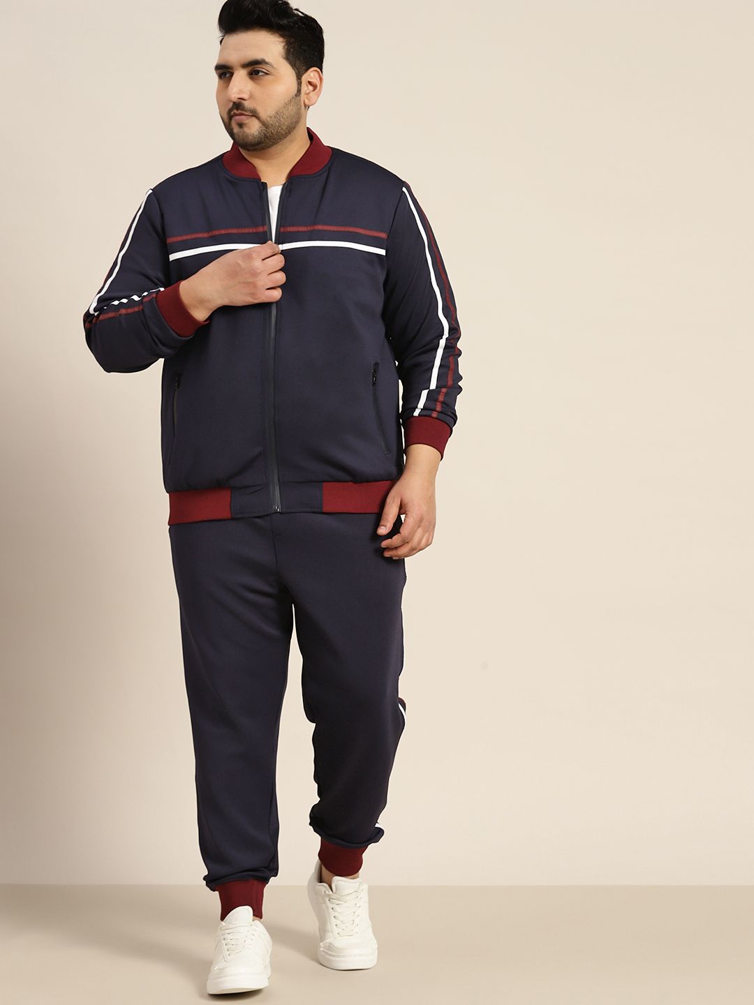  Sztori Men Plus Size Tracksuit With Stripes