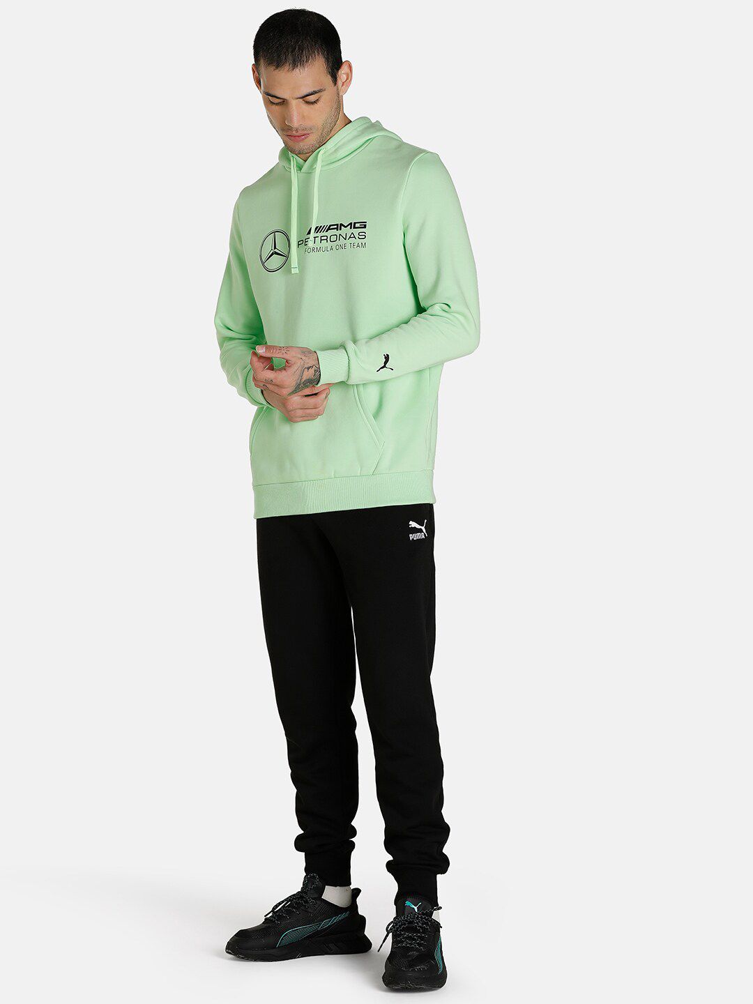  PUMA Motorsport Men Sea Green MAPF1 ESS Regular Fit Fleece Hoodie