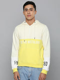  Flying Machine Men Yellow Colourblocked Hooded Sweatshirt With Minimal Print Detail