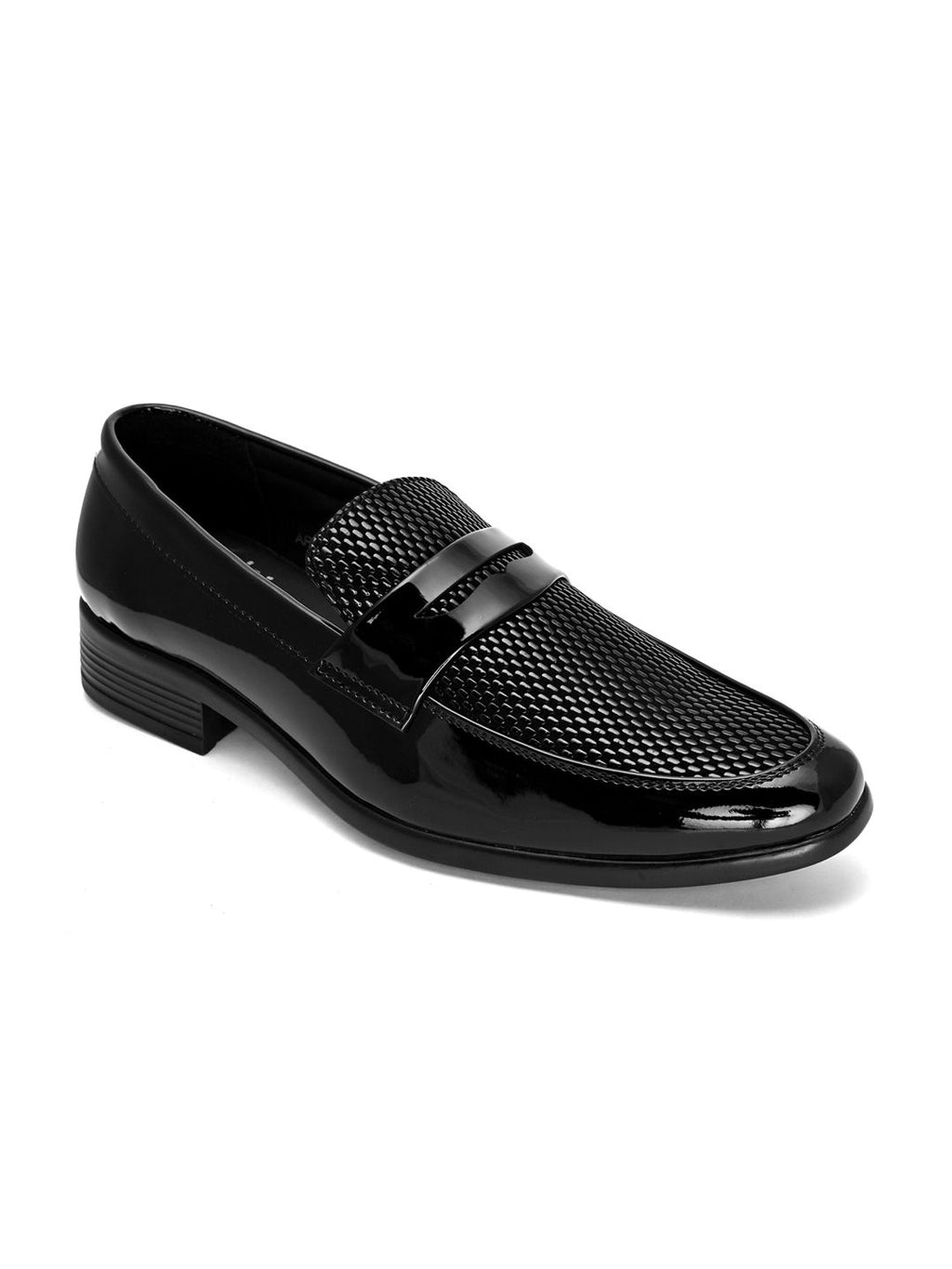  Hydes N Hues Men Black Textured Formal Slip-Ons