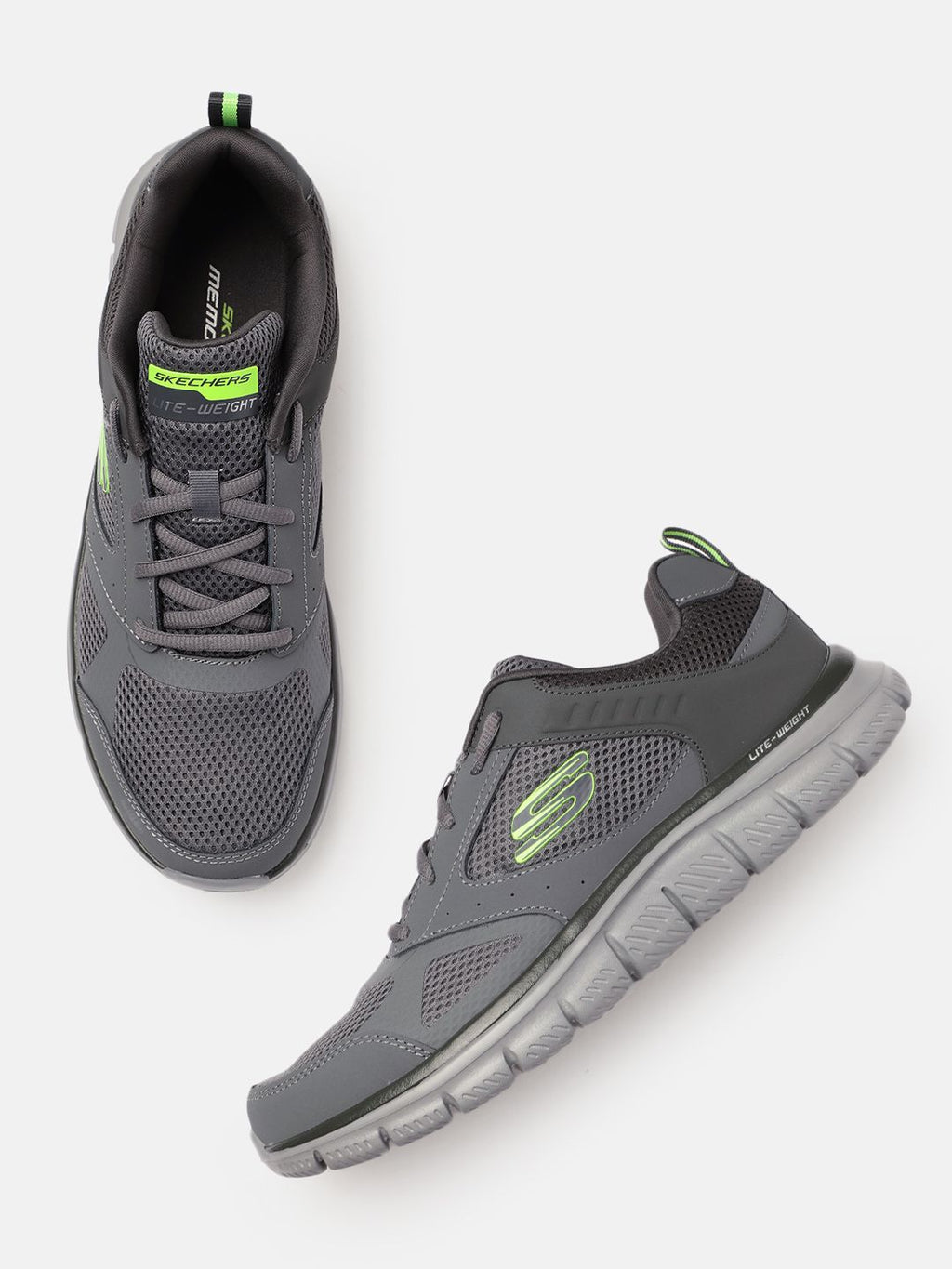  Skechers Men Grey Solid Track-Syntac Training Shoes