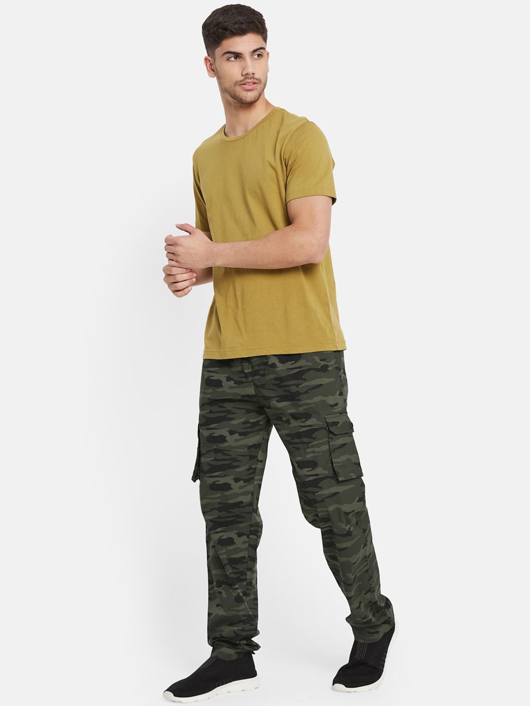  Octave Men Regular Fit Camouflage Printed Pure Cotton Track Pants