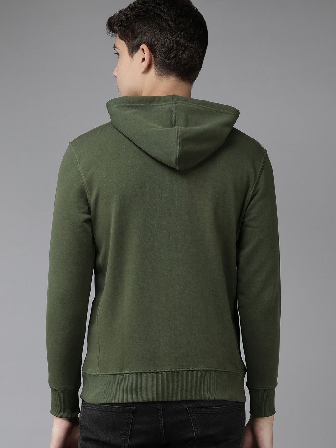  U S Polo Assn Denim Co Men Green Full Sleeve Front Half Open Hooded Sweatshirt