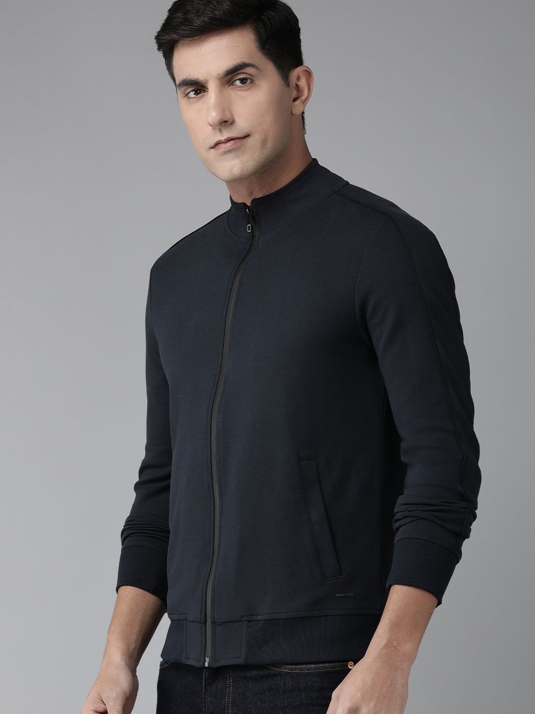  Arrow Men Solid Front-Open Sweatshirt