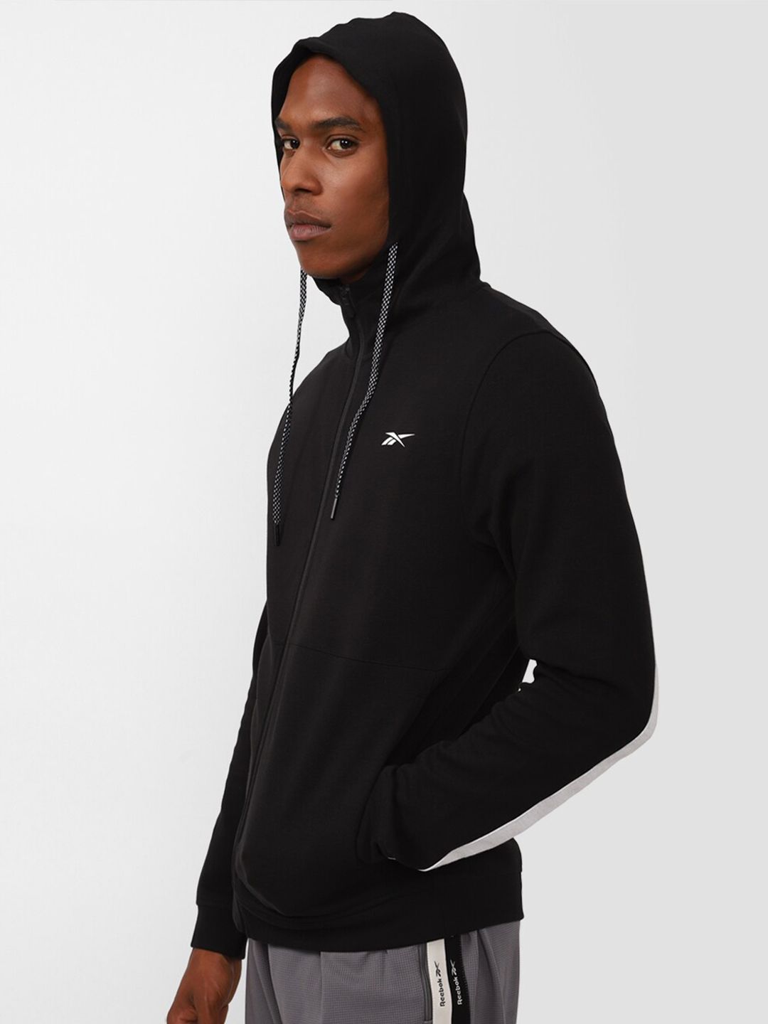  Reebok Men Training Workout Double Knit Full Zip Hooded Sweatshirt
