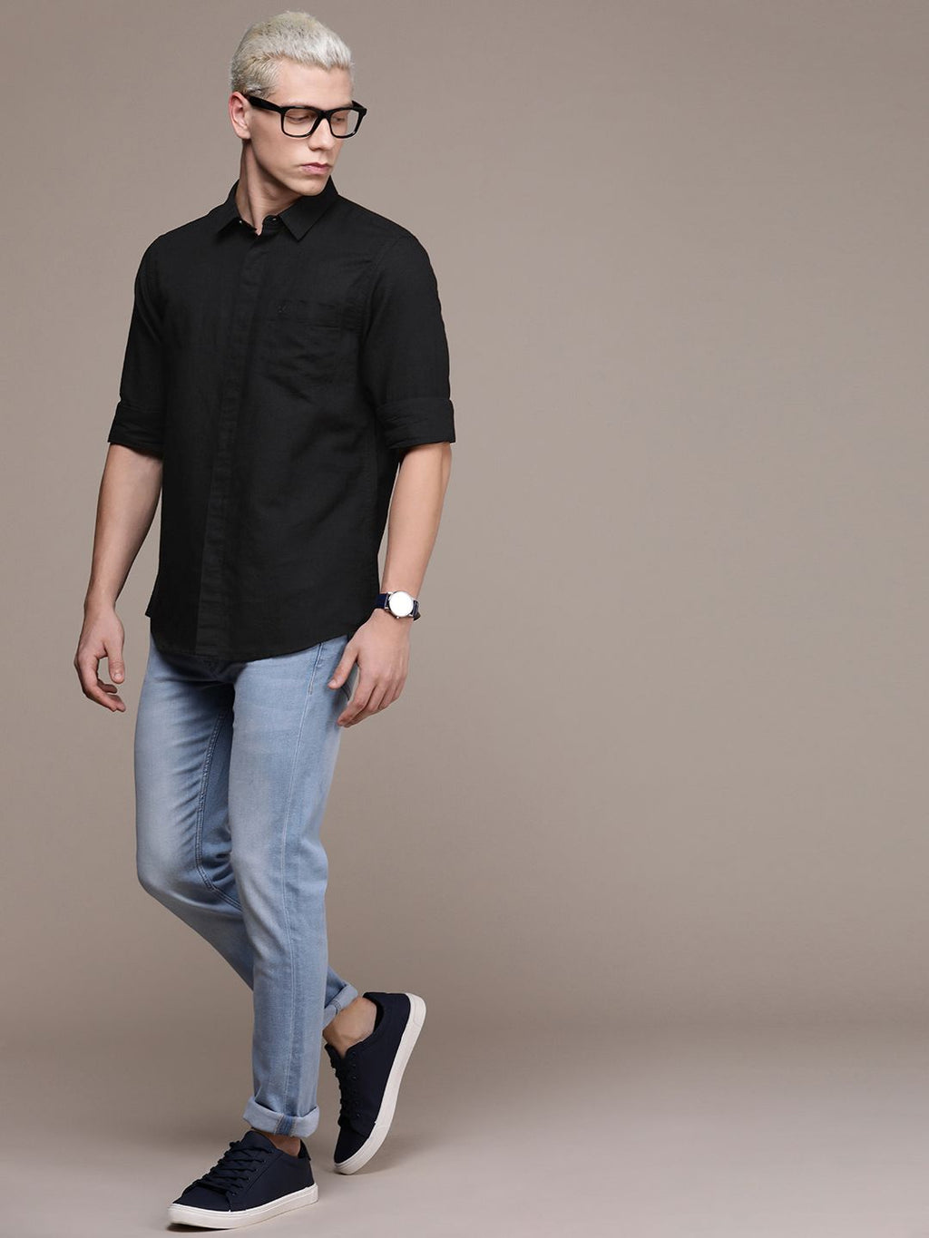  Calvin Klein Jeans Men Linen Cotton Casual Shirt