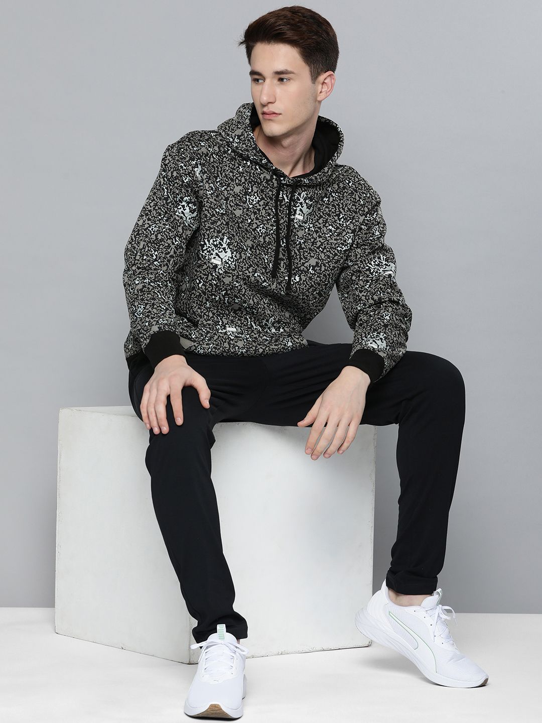  Puma Men Brand Love Metallic Hooded Regular Fit Sweatshirt