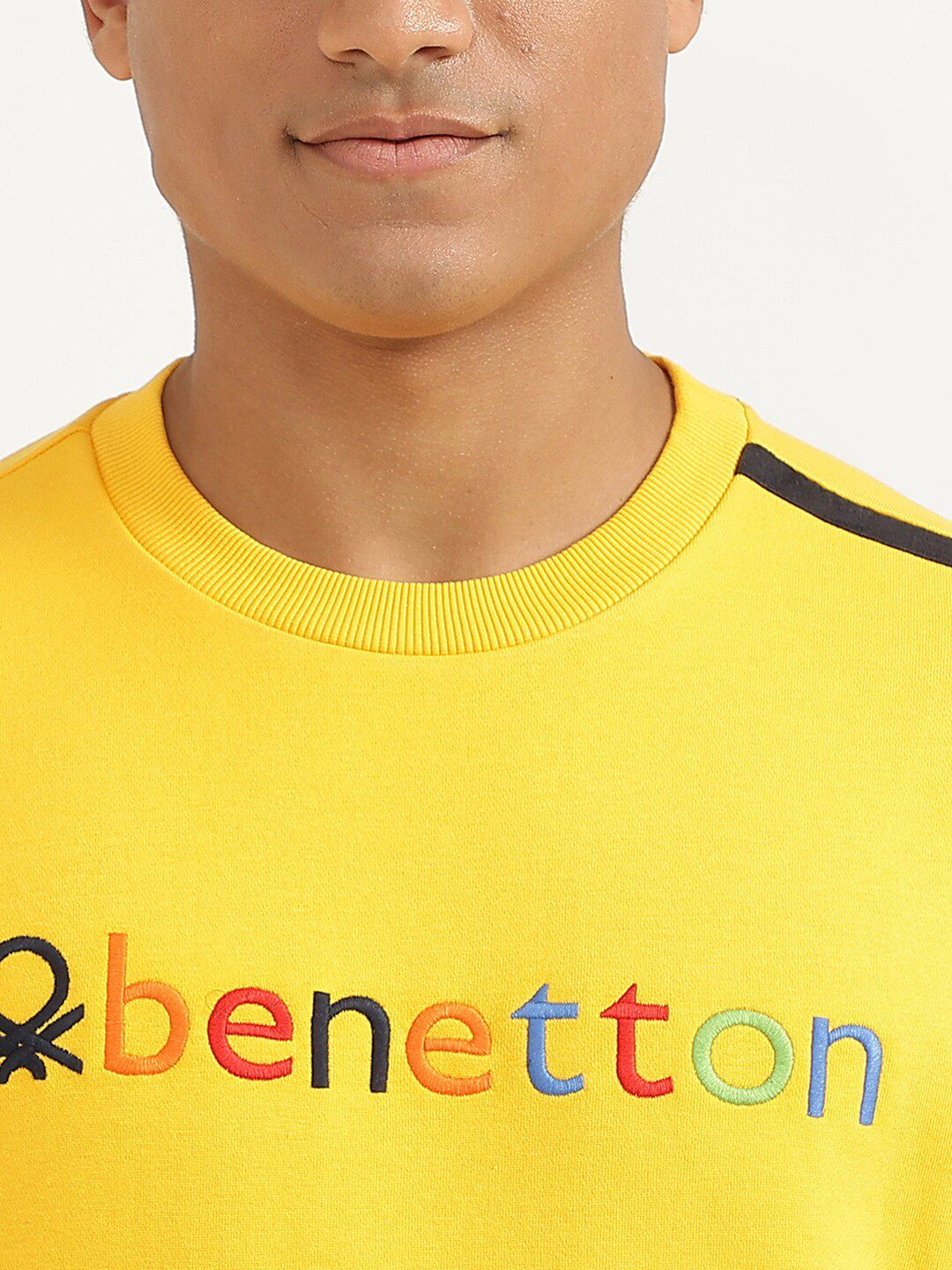  United Colors Of Benetton Men Yellow Printed Sweatshirt