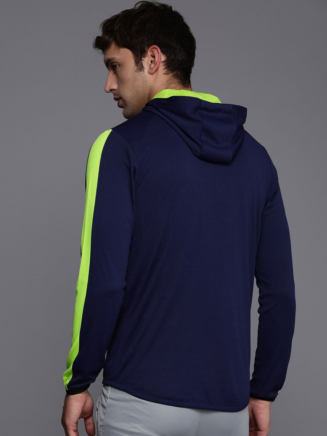  WROGN ACTIVE Men Navy Blue Brand Logo Printed Hooded Sweatshirt