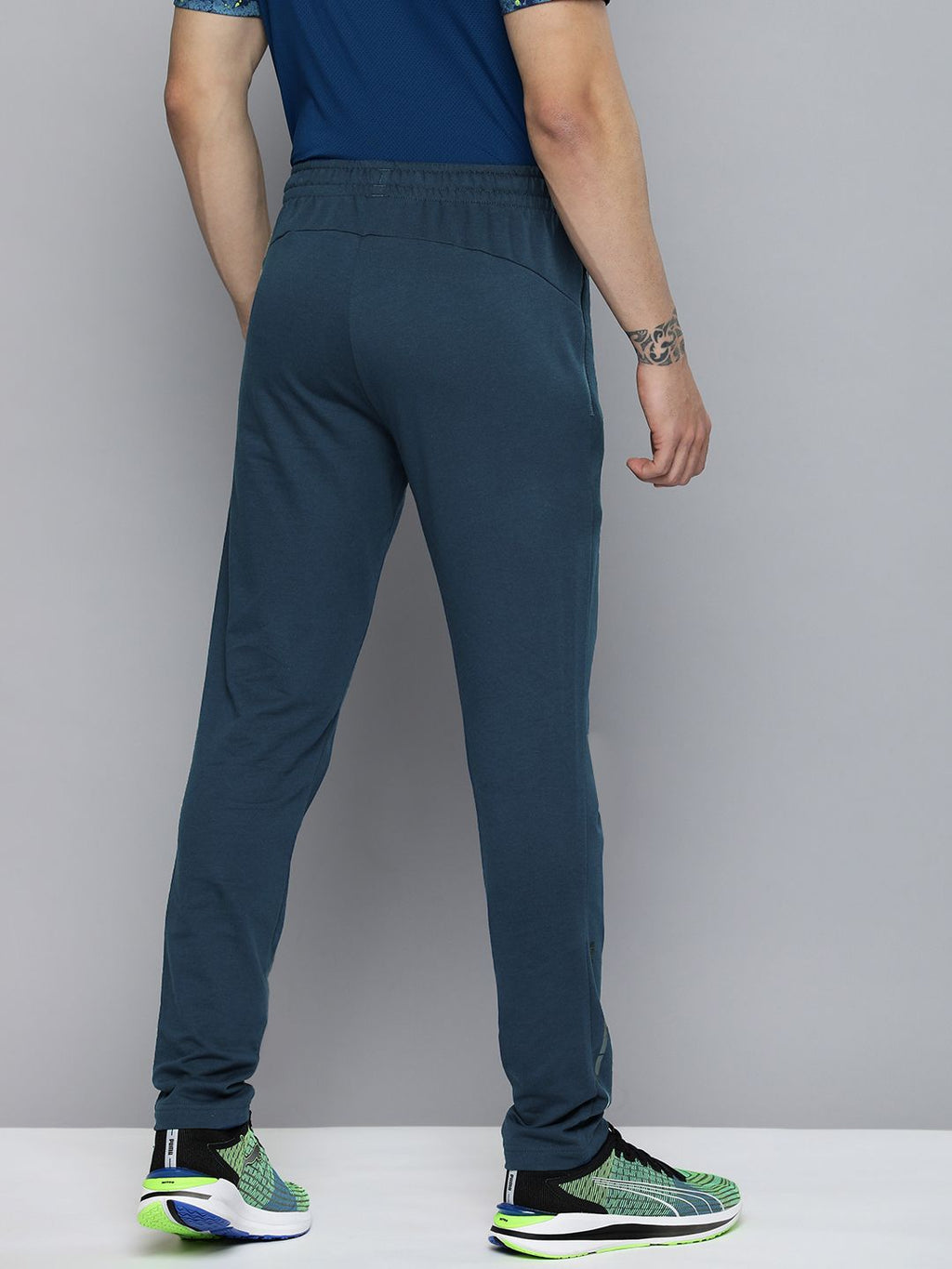  One8 X PUMA Men Teal Blue Brand Logo Printed Slim Fit Regular Track Pants