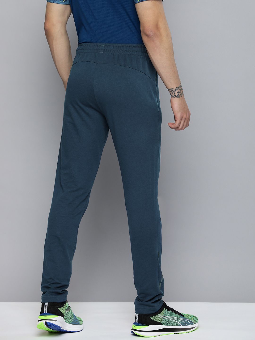  One8 X PUMA Men Teal Blue Brand Logo Printed Slim Fit Regular Track Pants