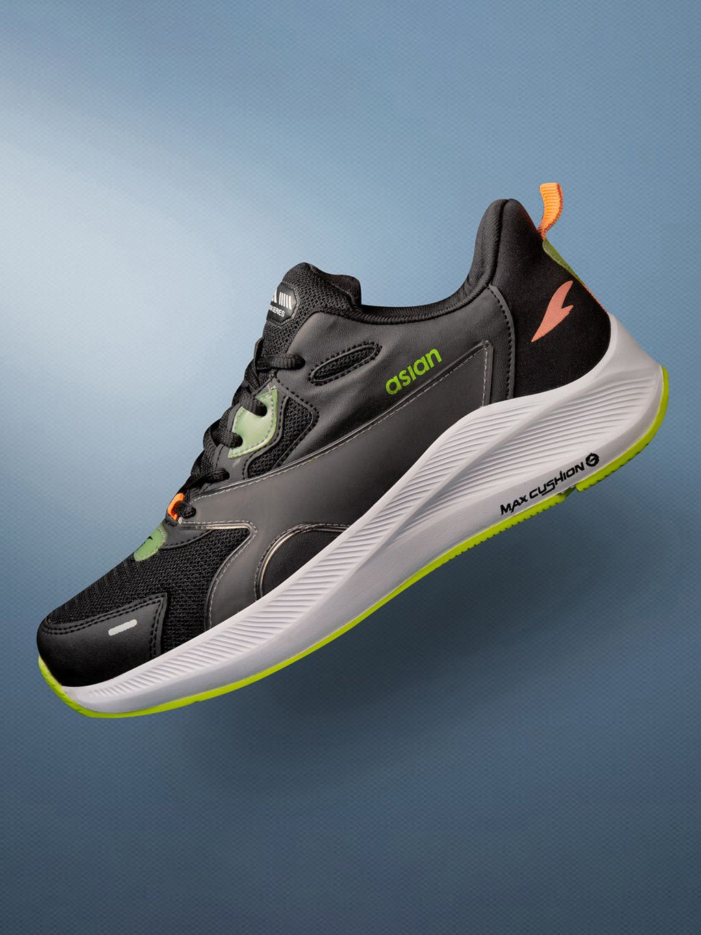  ASIAN Men Black Mesh Running Non-Marking Shoes