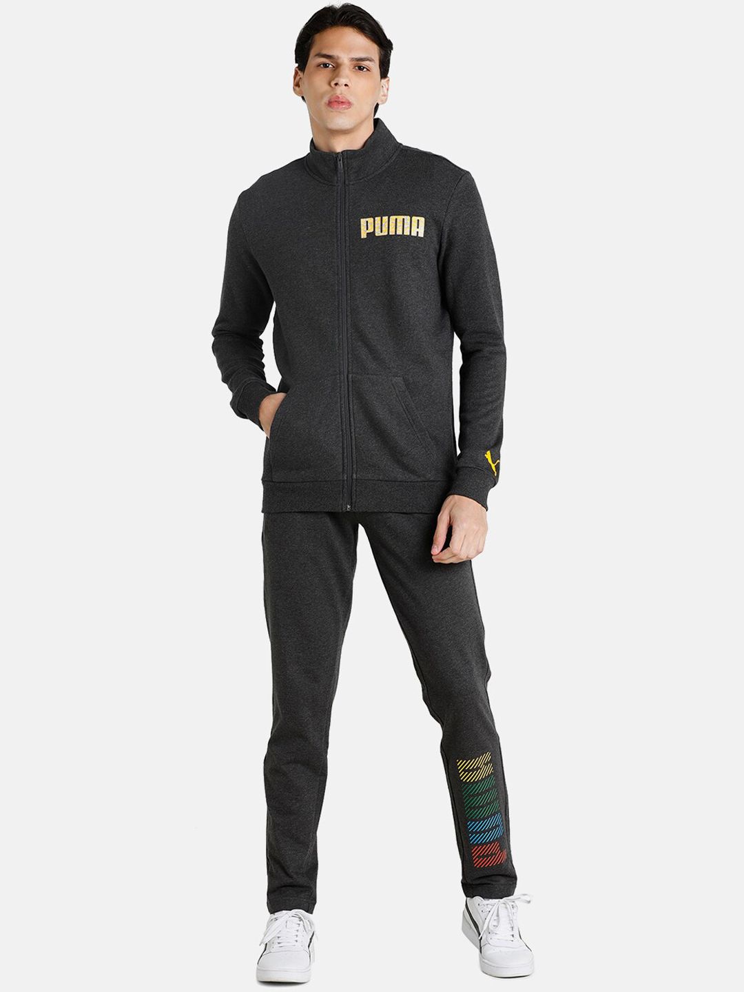  Puma Men Slim Fit Solid Brand Logo Sweatshirt