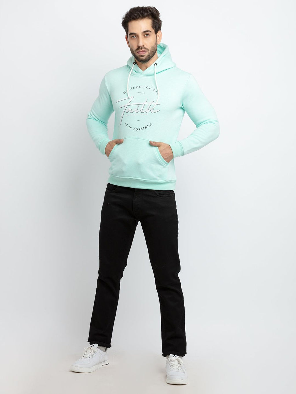  Status Quo Men Green Printed Cotton Sweatshirt