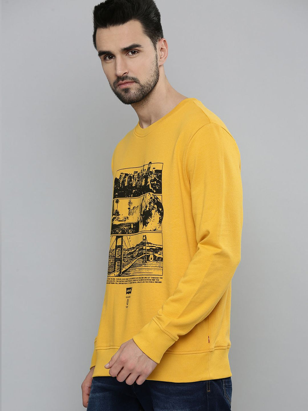  Levis Men Yellow Printed Pure Cotton Sweatshirt