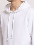  YOONOY Men White Solid Organic Cotton Hooded Sweatshirt