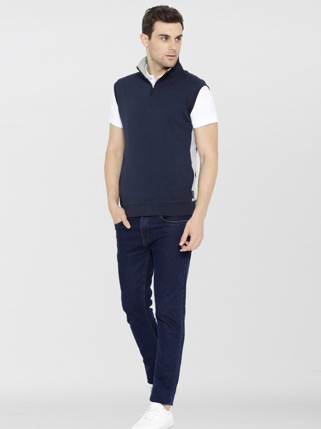  Dream Of Glory Inc Men Navy Blue Solid Sleeveless Pullover Sweatshirt