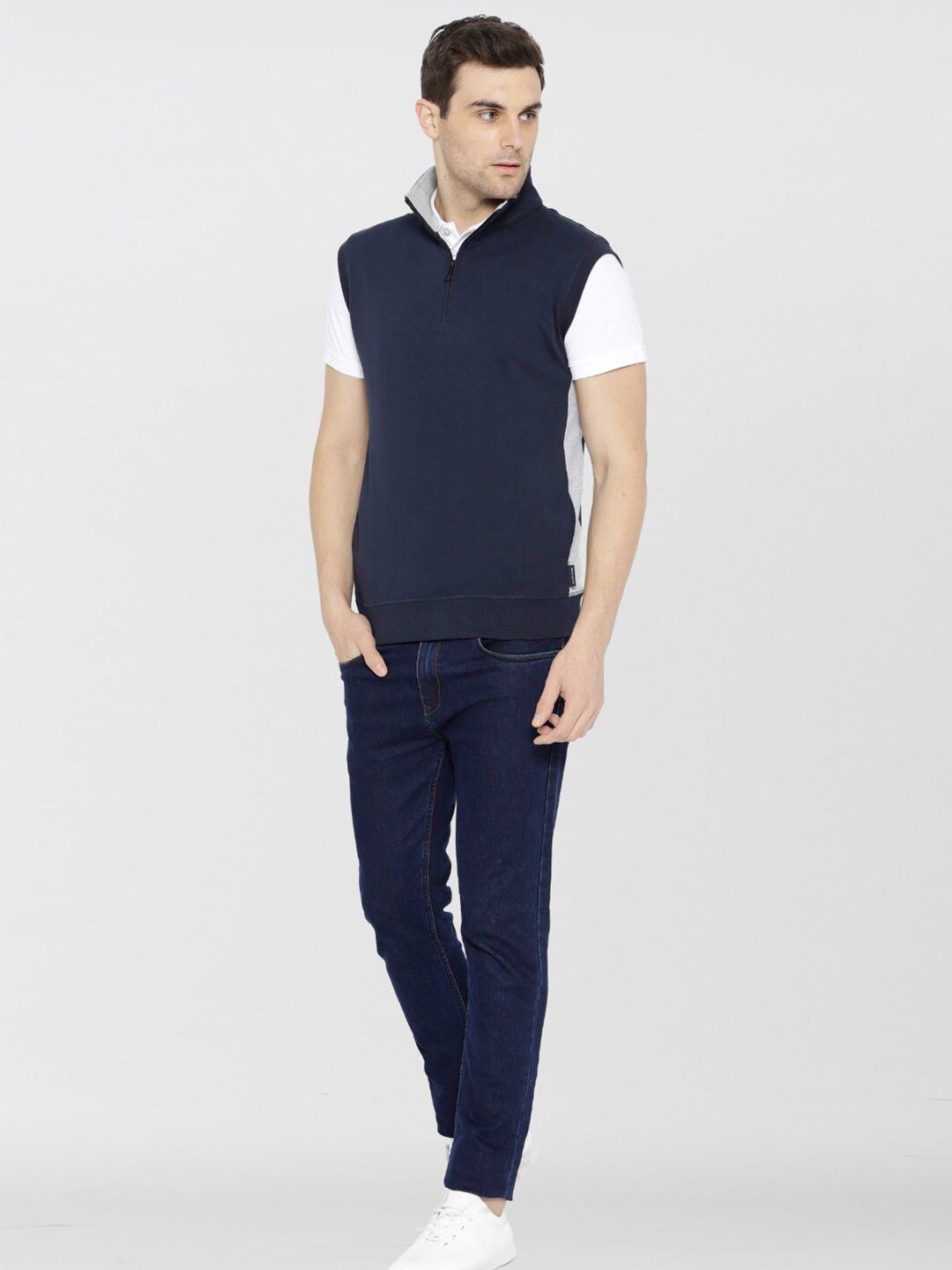  Dream Of Glory Inc Men Navy Blue Solid Sleeveless Pullover Sweatshirt