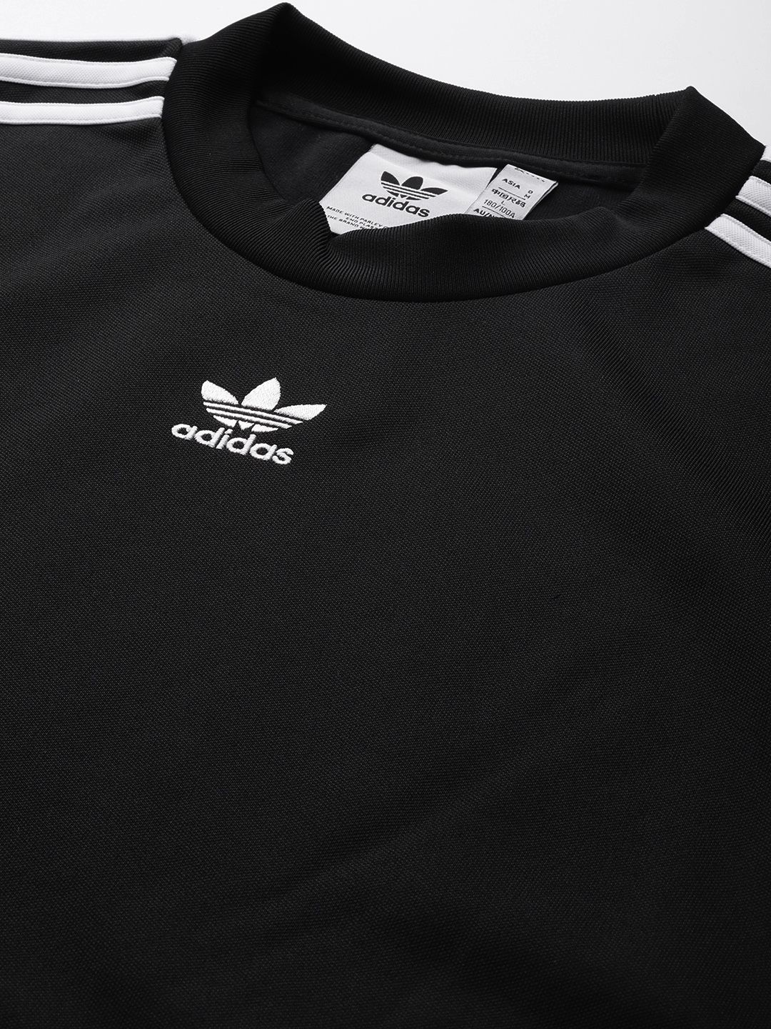  ADIDAS Originals Men Black & White Adicolor Classics Cut Line Challenger Crew Sweatshirt