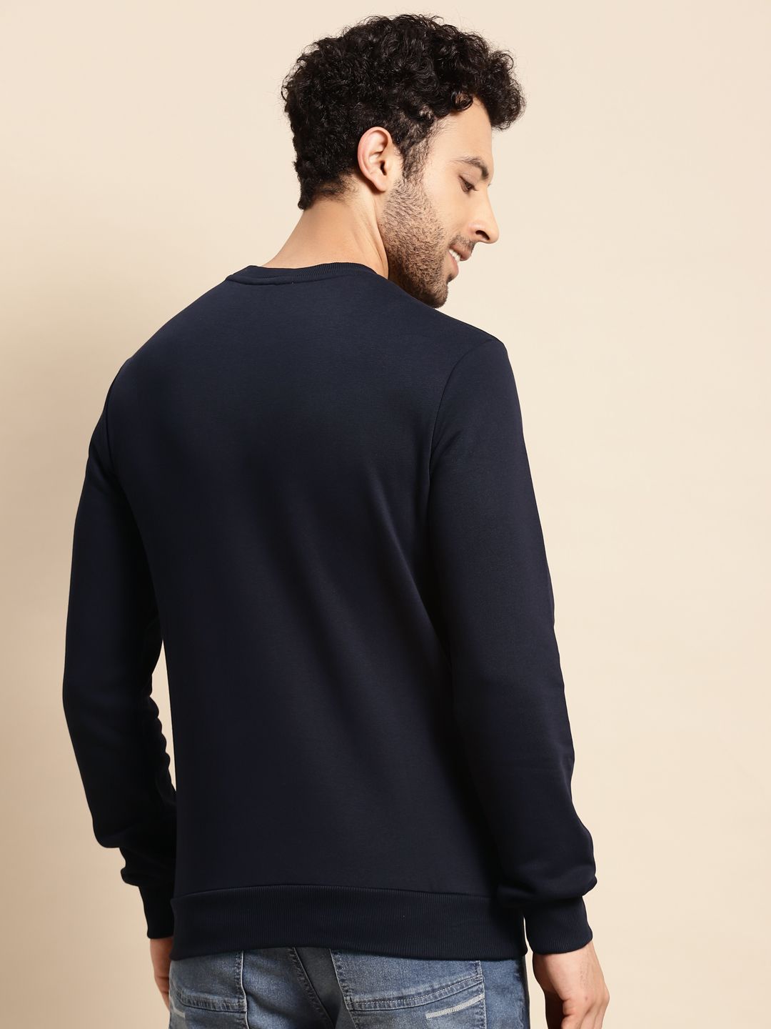  United Colors Of Benetton Men Navy Blue Brand Logo Printed Sweatshirt