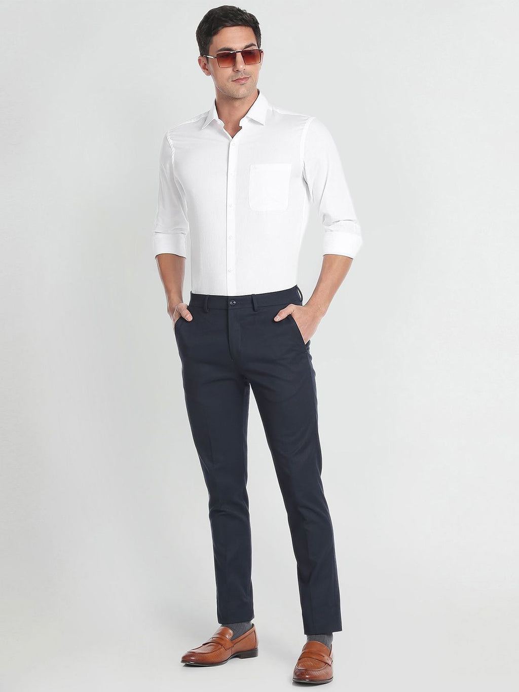  Arrow Textured Spread Collar Pure Cotton Formal Shirt