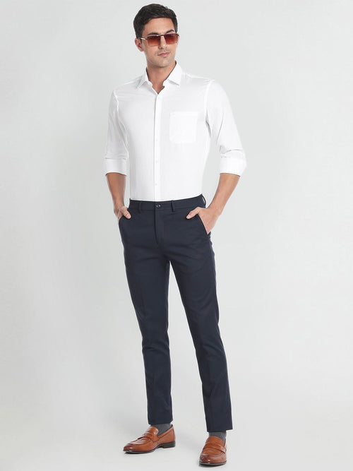  Arrow Textured Spread Collar Pure Cotton Formal Shirt