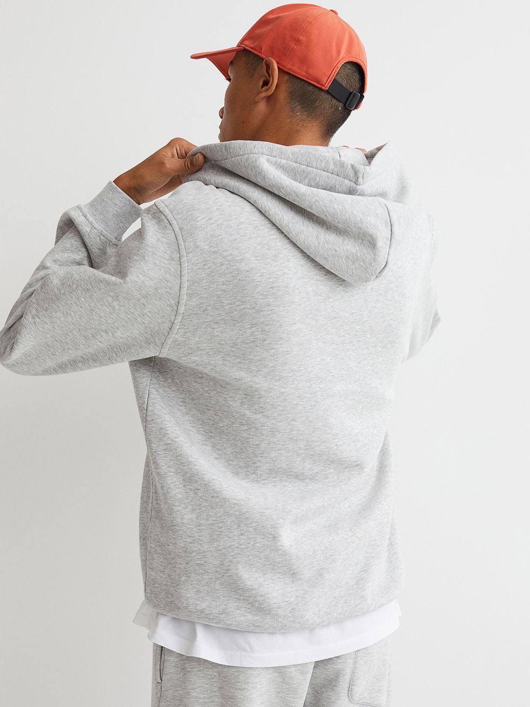  H&M Women Grey Melange Solid Relaxed Fit Zip-through Hoodie