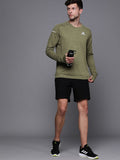  ADIDAS Men Olive Green Self Design Sustainable Sweatshirt