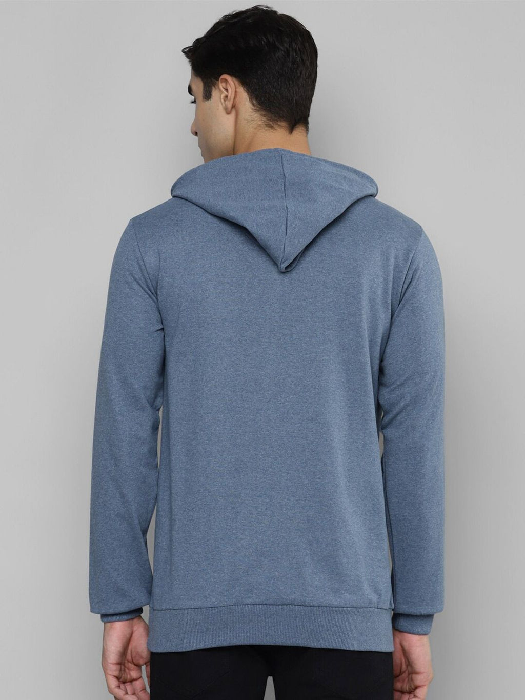  Allen Cooper Men Blue Printed Hooded Sweatshirt