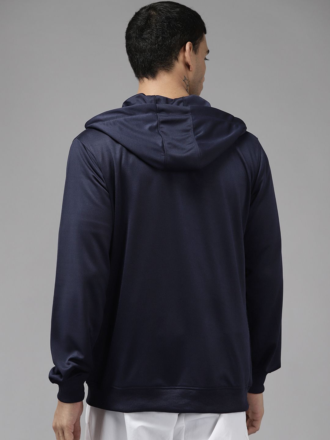  PROWL By Tiger Shroff Men Navy Blue Geometric Printed Hooded Training Sweatshirt
