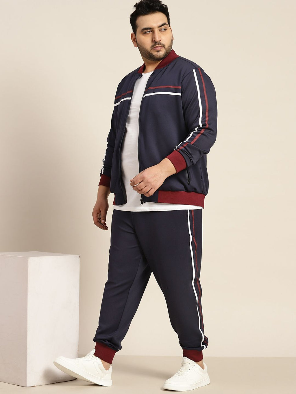  Sztori Men Plus Size Tracksuit With Stripes