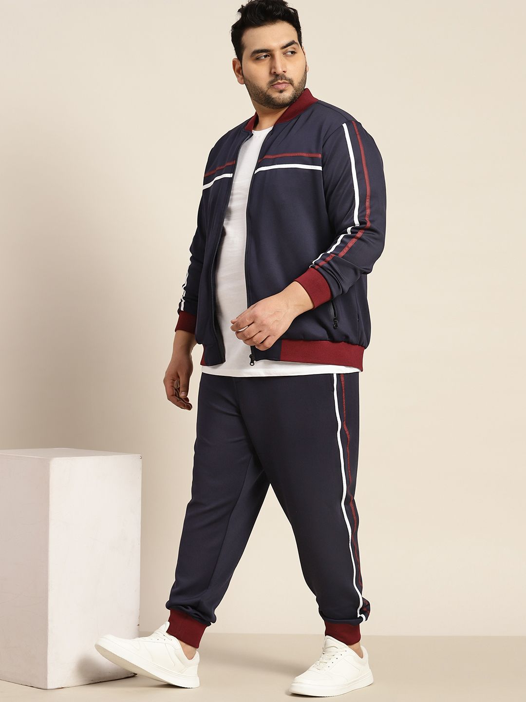  Sztori Men Plus Size Tracksuit With Stripes