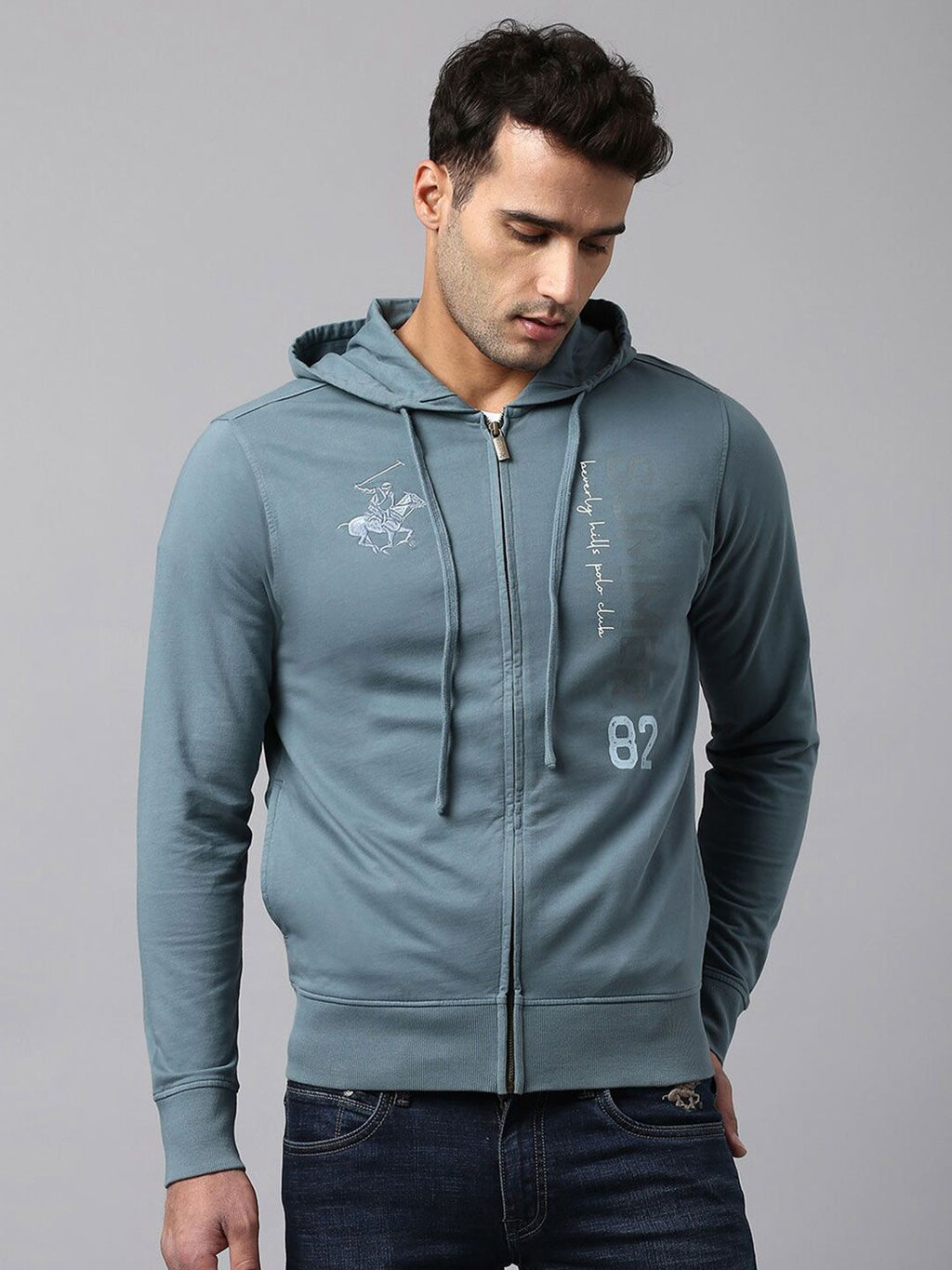  Beverly Hills Polo Club Typography Printed Hooded Pure Cotton Sweatshirt