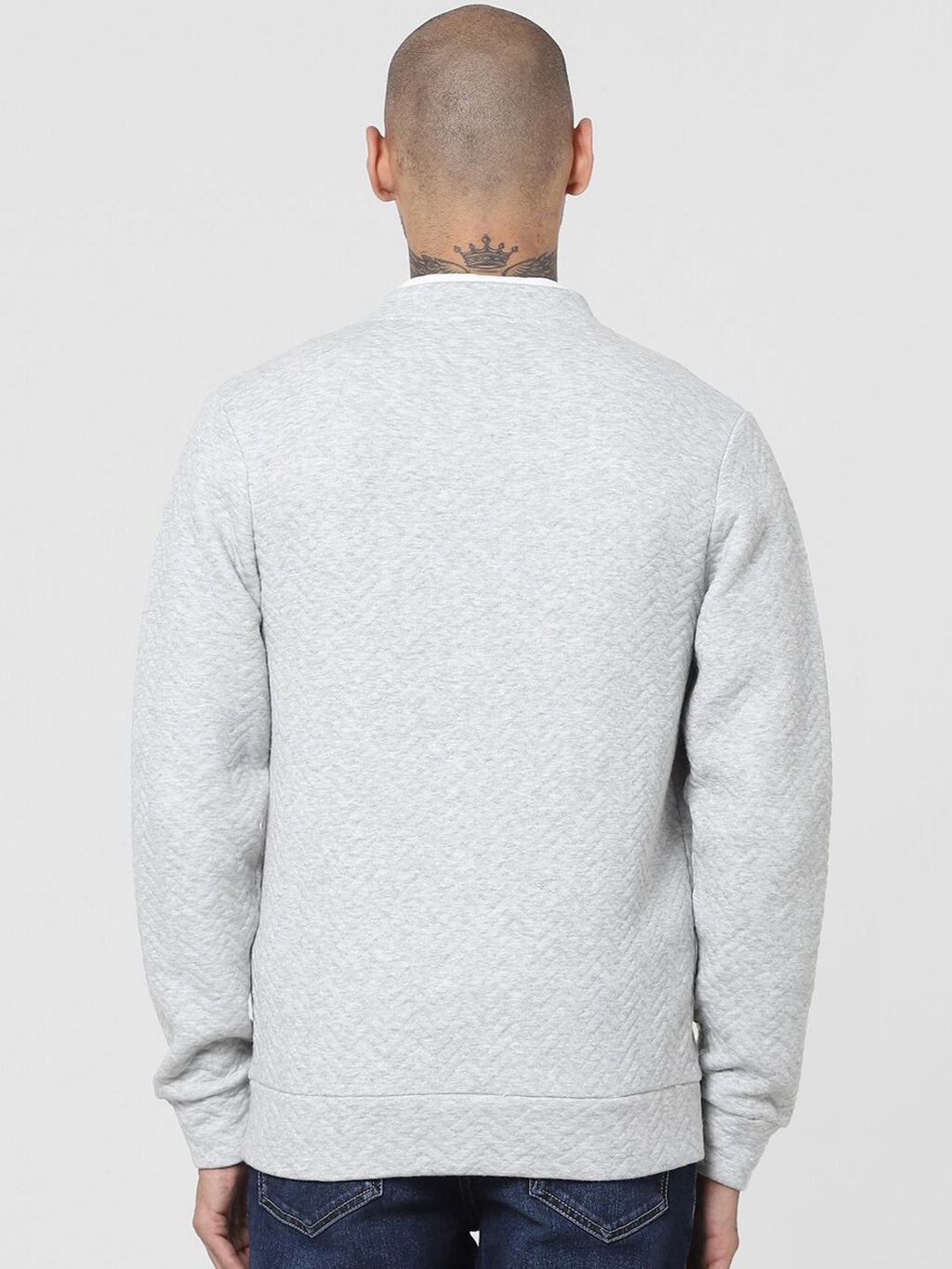  Jack & Jones Men Grey Textured Sweatshirt