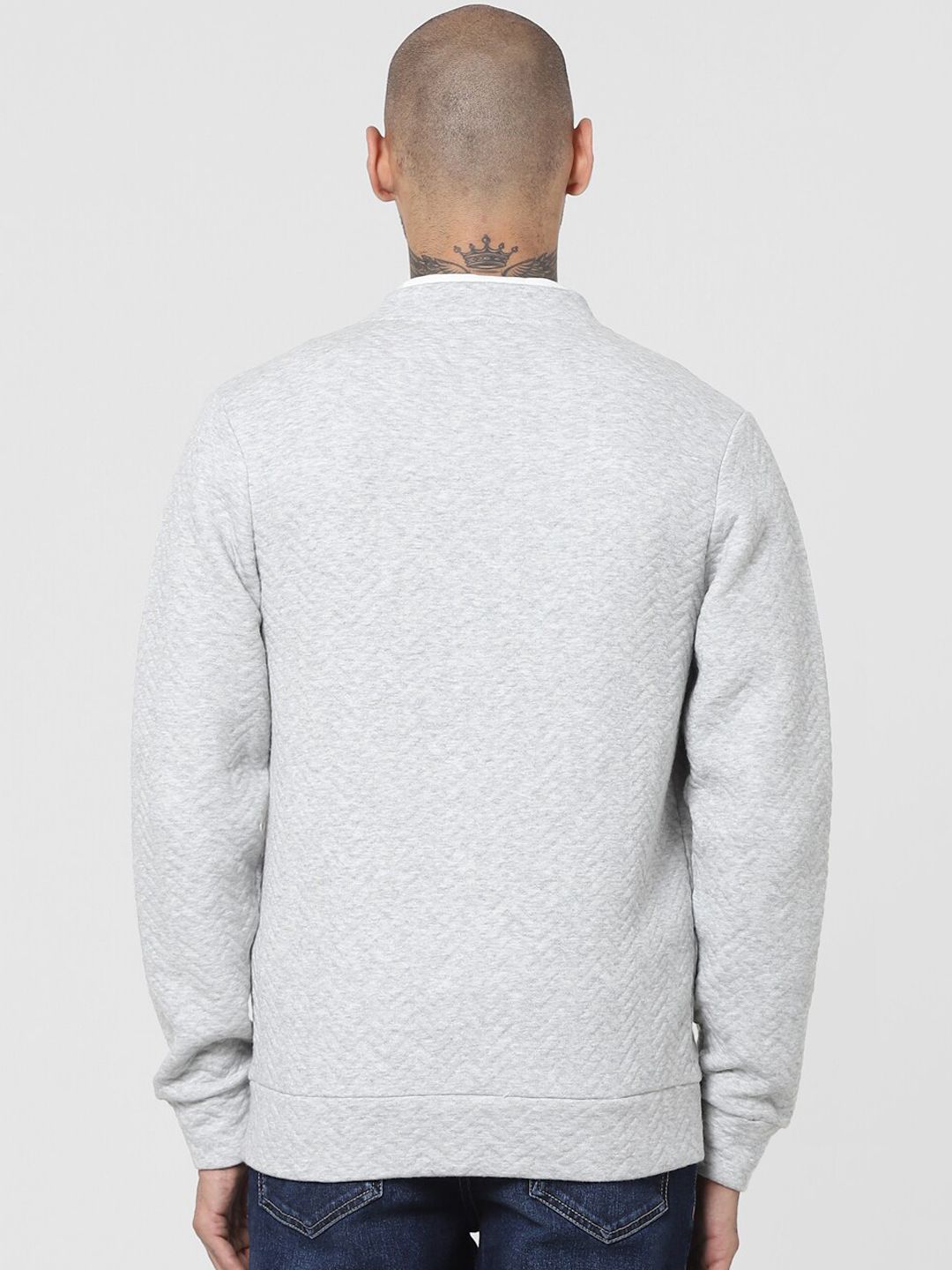  Jack & Jones Men Grey Textured Sweatshirt